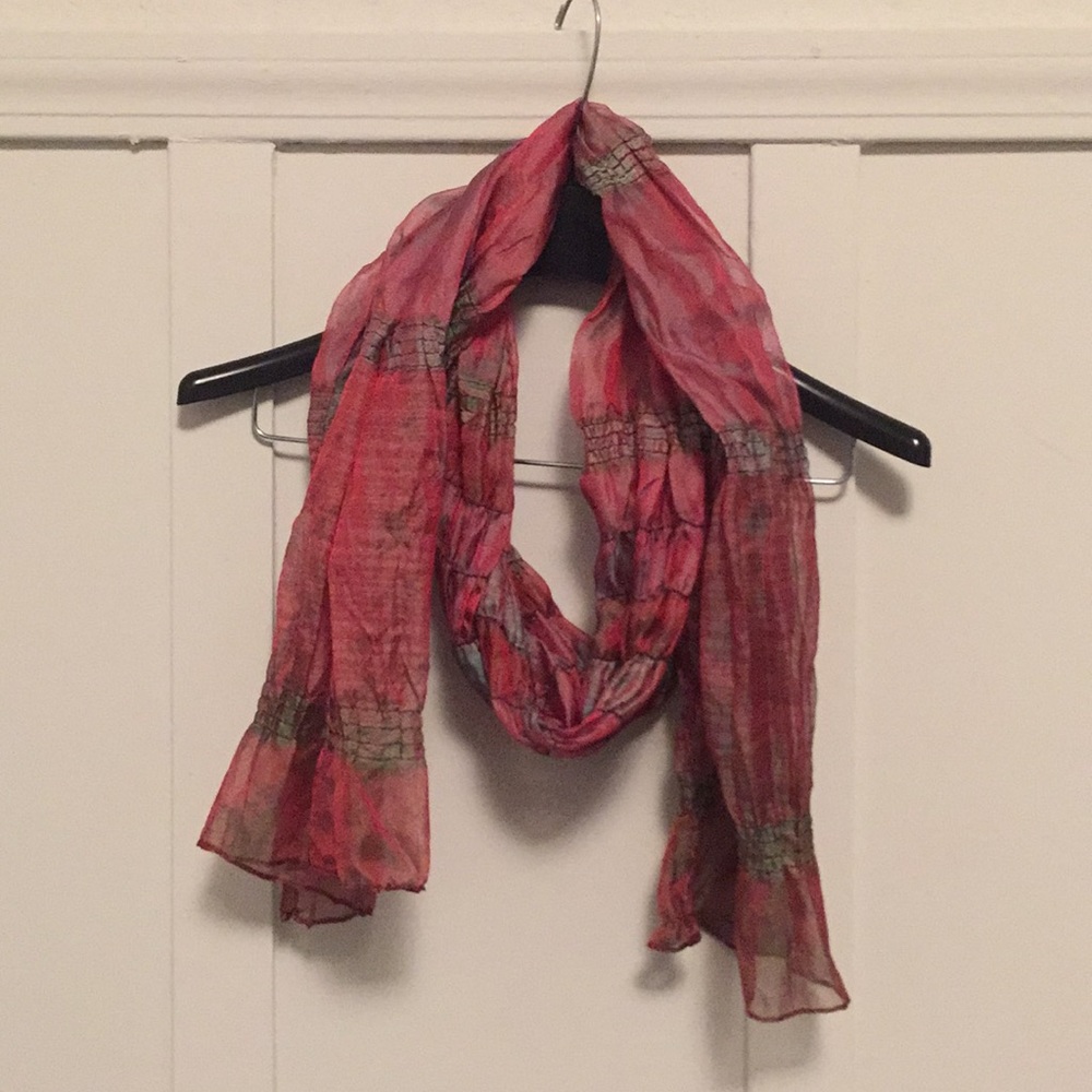 *SOLD* Sheer Red and Green Scarf